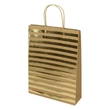 Kép 3/5 - Dísztasak CREATIVE ECO Special Plus L 26x35x8 cm barna fóliás arany csíkos-pöttyös sodort füles