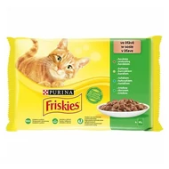 Állateledel alutasakos PURINA Friskies macskáknak marha-csirke-tonhal-tőkehal 4x85 g
