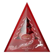 Csokoládé LINDT Lindor tejcsokoládé golyók piros karácsonyi díszdobozban 125 g