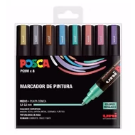 Filctoll UNI Posca PC-5M metál színek 8 darabos
