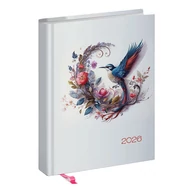 Határidőnapló REALSYSTEM Librobello "Hölgyeknek" B/6 napi fehér lapos 3D lakk Kolibri 2026.