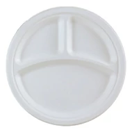 Papírtányér eldobható 3 részes KOMP cukornád lebomló 3 részes 25,4 cm natúr 125 darabos