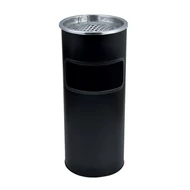 Szemetes hamutartóval tűzálló kültéri fém fekete 25x58cm