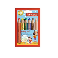 Színes ceruza STABILO Woody 3in1 hengeres vastag 6 darabos