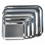 Tálca szögletes rozsdamentes acél krómozott 45 x 35,5 cm