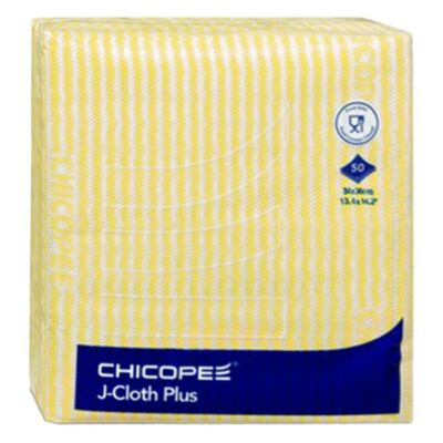 Törlőkendő CHICOPEE J-Cloth Plus konyhai eldobható 34 x 36 cm sárga 50 db/csomag