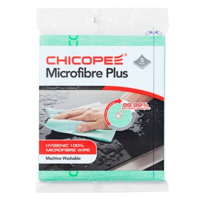 Törlőkendő CHICOPEE Mircofibre Plus mikroszálas mosható 34 x 40 cm zöld 5 db/csomag