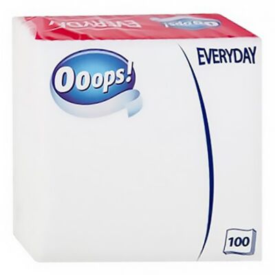 Szalvéta OOOPS! Everyday 1 rétegű 100 lapos 33x33 cm fehér