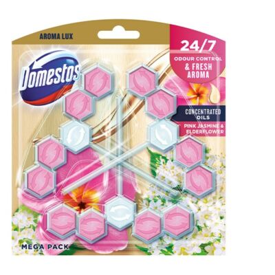 Toalett öblítő DOMESTOS Aroma Lux Pink Jasmine & Elderflower 3x55g