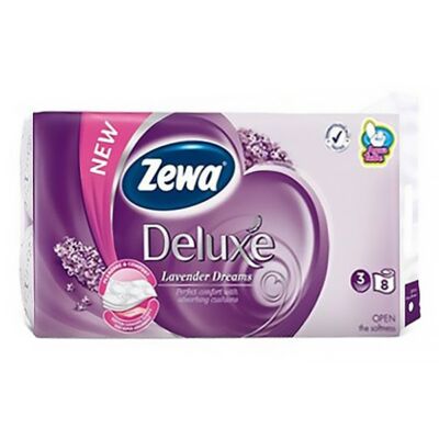 Toalettpapír ZEWA Deluxe 3 rétegű 8 tekercses Levendula