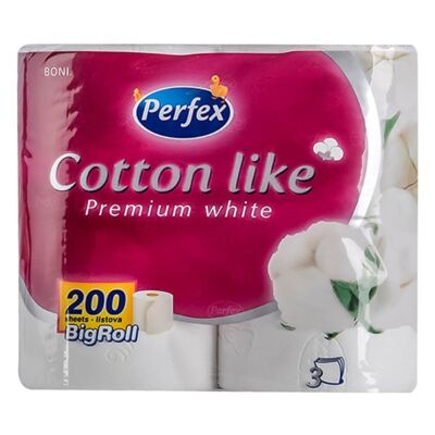 Toalettpapír PERFEX Cotton Like premium white 3 rétegű 4 tekercses