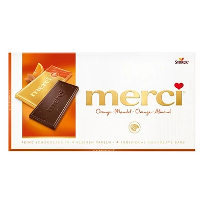 Csokoládé MERCI Narancsos-Manulás 70% étcsokoládés 100 g