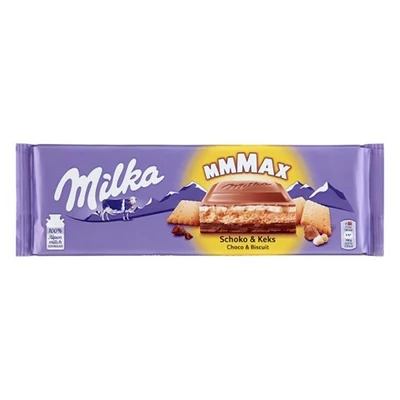 Csokoládé MILKA MMMax Kakaós alpesi tejcsokoládé-Kekszes 300 g