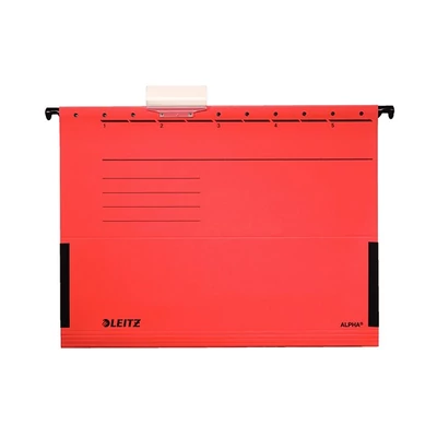 Függőmappa oldalvédelemmel LEITZ Alpha Standard A/4 karton piros 25 darabos