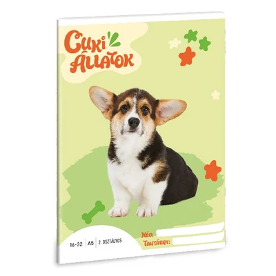 Füzet vonalas ARS UNA A/5 32 lapos 16-32 2. osztályos Cuki-Welsh corgi