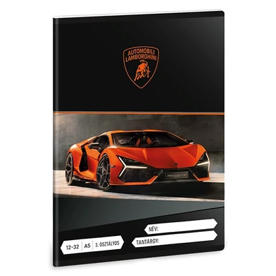 Füzet vonalas ARS UNA A/5 32 lapos 12-32 3. osztályos Lamborghini narancssárga
