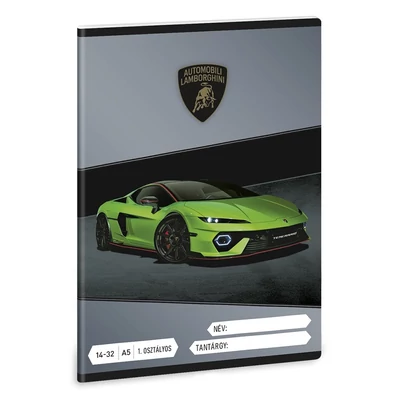 Füzet vonalas ARS UNA A/5 32 lapos 14-32 1.osztályos Lamborghini 5522