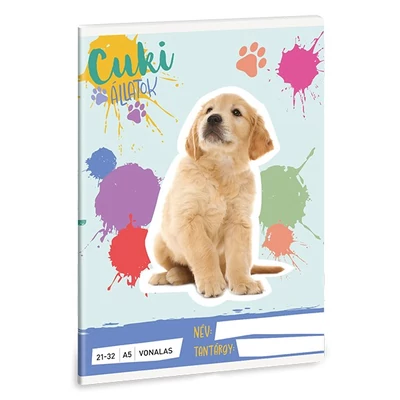Füzet vonalas ARS UNA A/5 32 lapos 21-32 4-8. osztályos Cuki-Golden Retriever