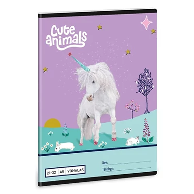 Füzet vonalas ARS UNA A/5 32 lapos 21-32 4-8. osztályos Cute Animals-Unicorn