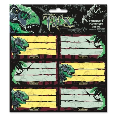 Füzetcímke ARS UNA 18 darabos T-Rex