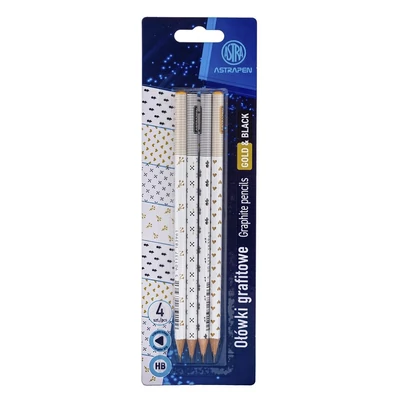 Grafitceruza ASTRA PEN Gold&Black háromszögletű HB 4 db/bliszter