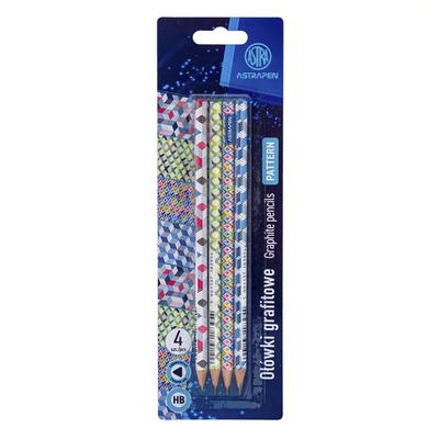Grafitceruza ASTRA PEN Patterns háromszögletű HB 4 db/bliszter