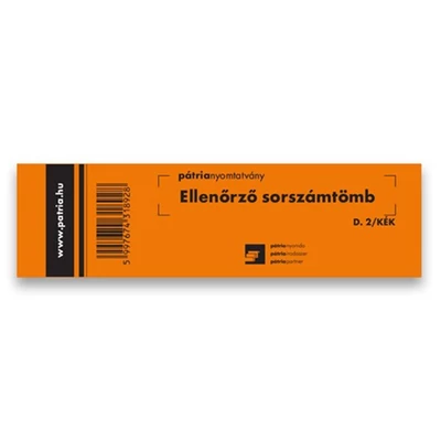 Nyomtatvány ellenőrző sorszámtömb PÁTRIA D2 100 lapos 146x40 mm kék