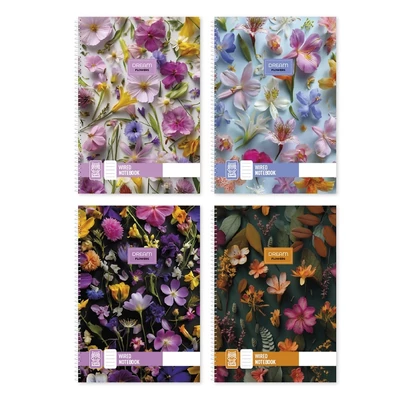 Spirálfüzet kockás Dream Flowers A/4 70 lapos vegyes minták
