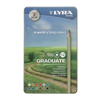 Színes ceruza LYRA Graduate hatszögletű fémdobozos 12 darabos