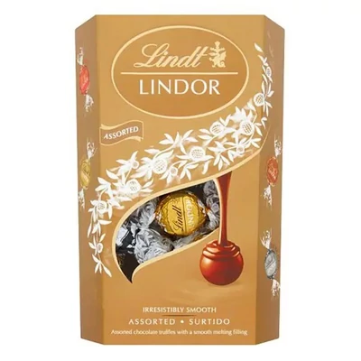 Csokoládé LINDT Lindor Assorted tejcsokoládé golyók díszdobozban 200 g