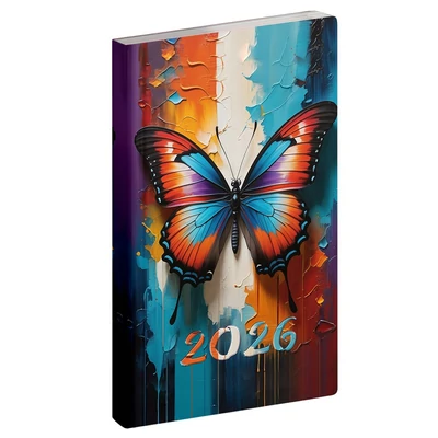 Zsebnaptár REALSYSTEM Flexi álló fehér lapos Lepke 2026.